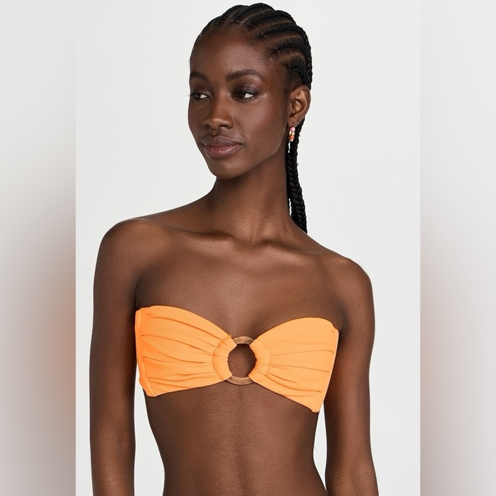 🧡 Melon Micro Rib Montce Bikini SET (Top M + Bottom L)